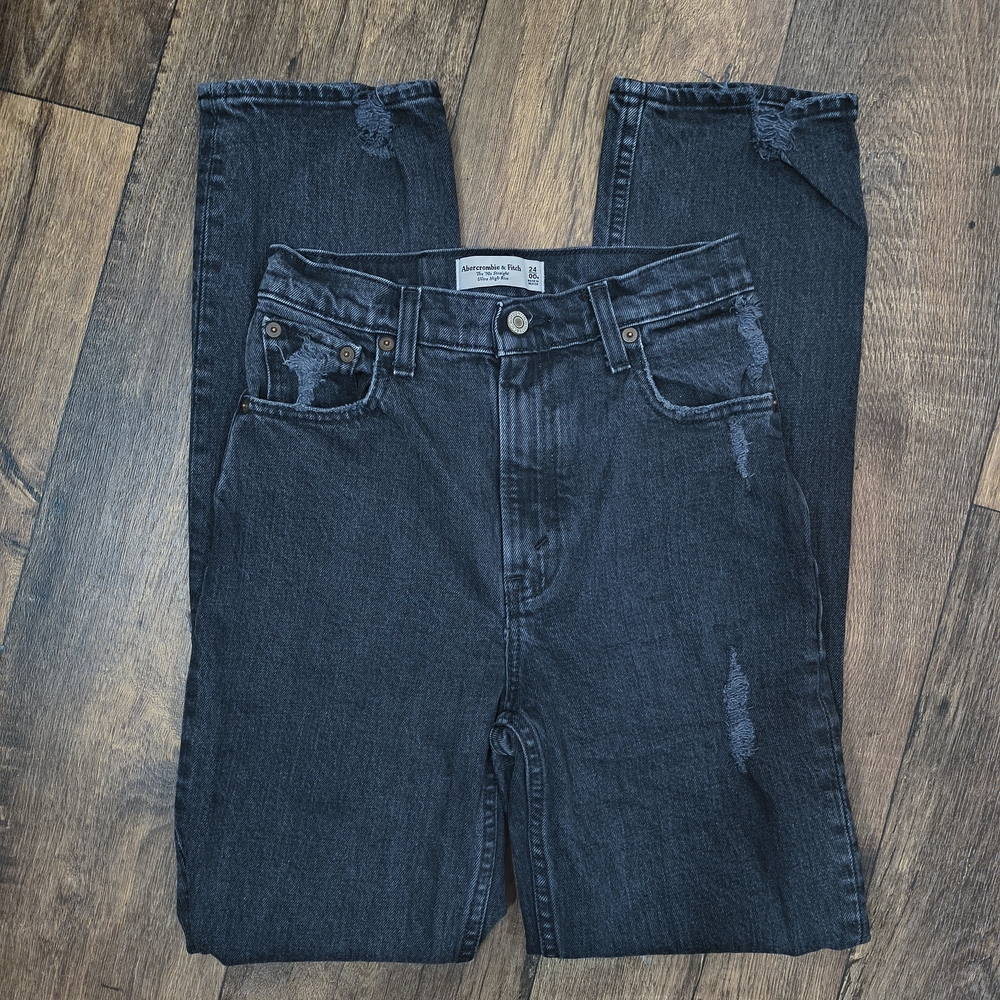 Abercrombie & Fitch Women's 90s Straight Black High Rise Jeans